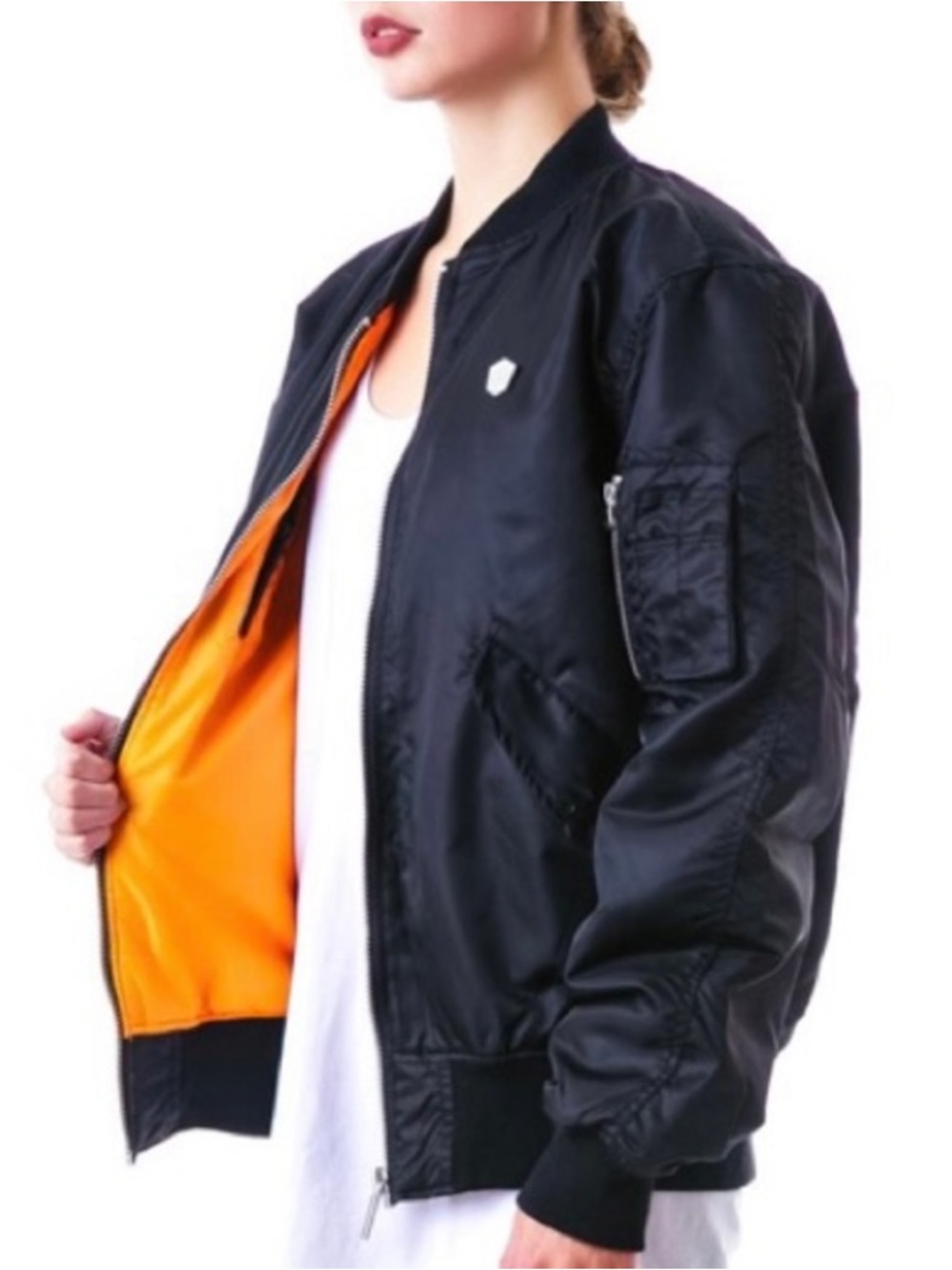 Rare! Long Clothing x OWSLA Skrillex Bomber Jacket Black/Orange Size XS Like New - Picture 3 of 12
